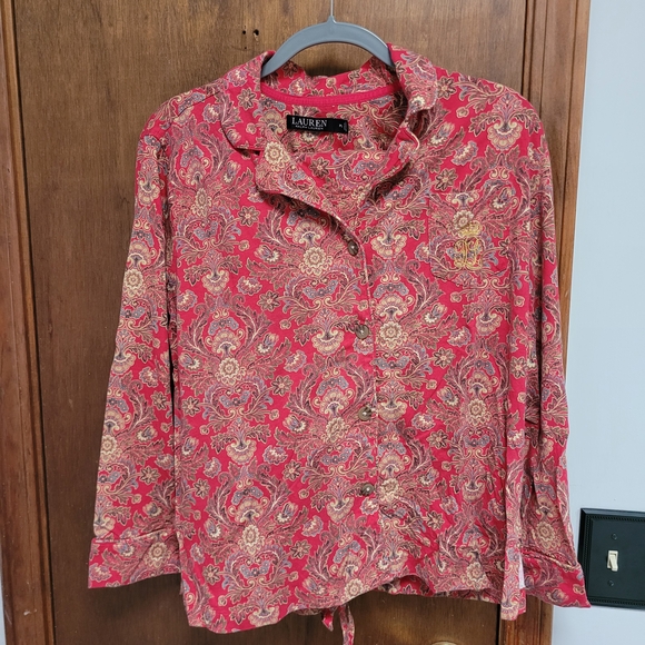 Ralph Lauren Red Paisley Petie Larger pajama set - Picture 2 of 4